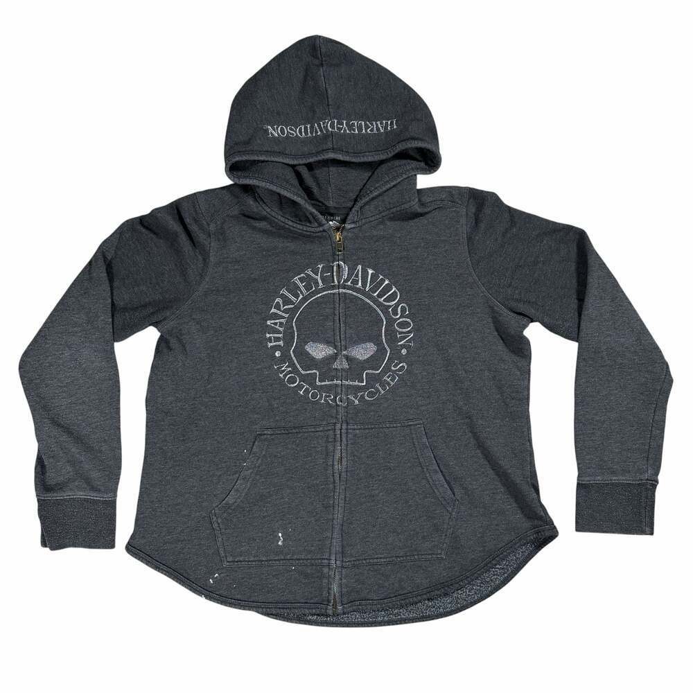 Harley-Davidson Women's Metallic Skull Zip-Up Hoodie Large